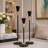 Luxury Gold & Black Metal Candle Holder set