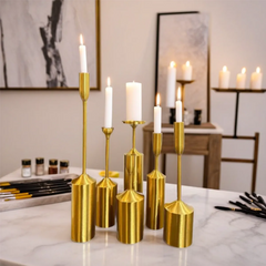 6 Piece Golden Metal Candle Holders