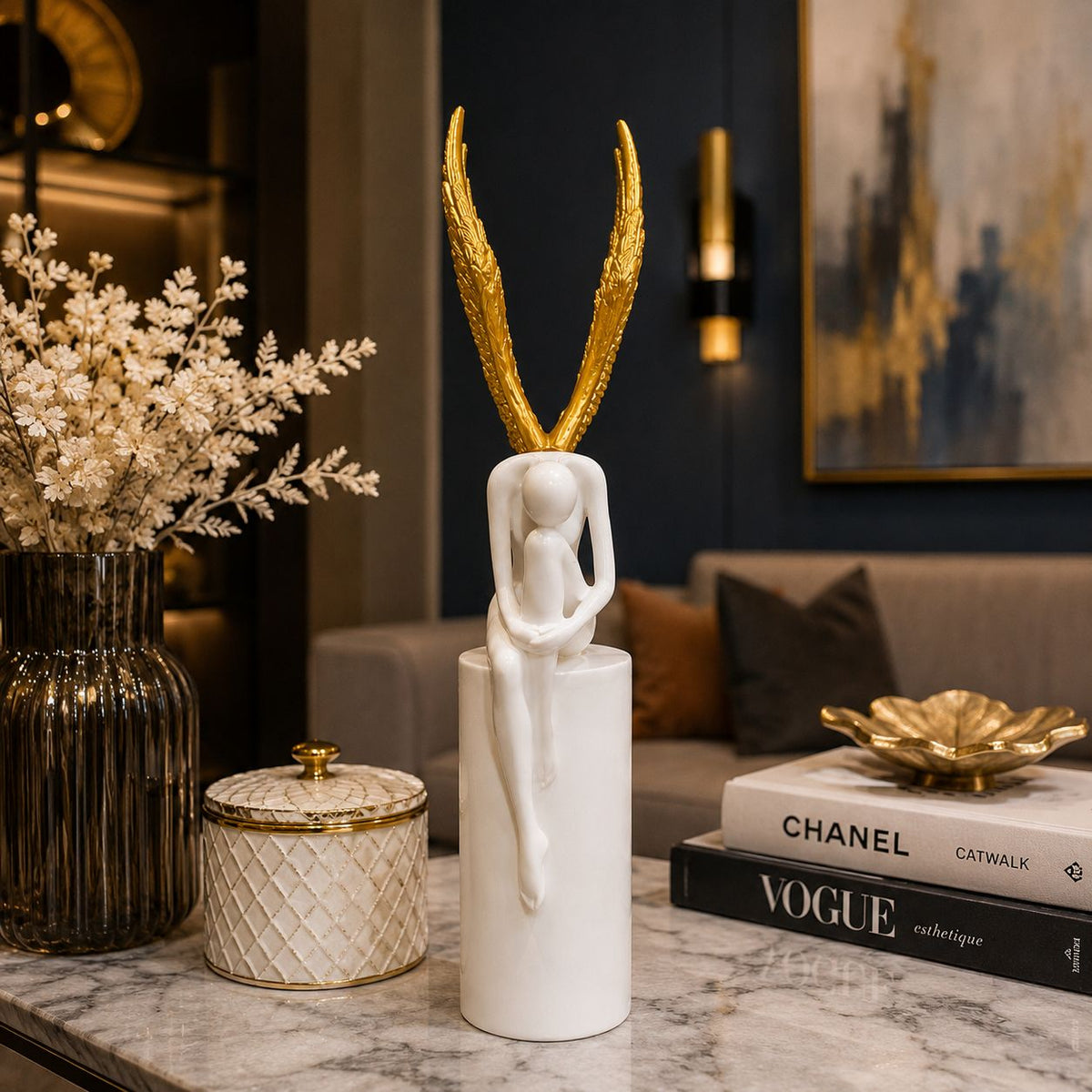 Buy Sun Mun Decors White & Golden Angel