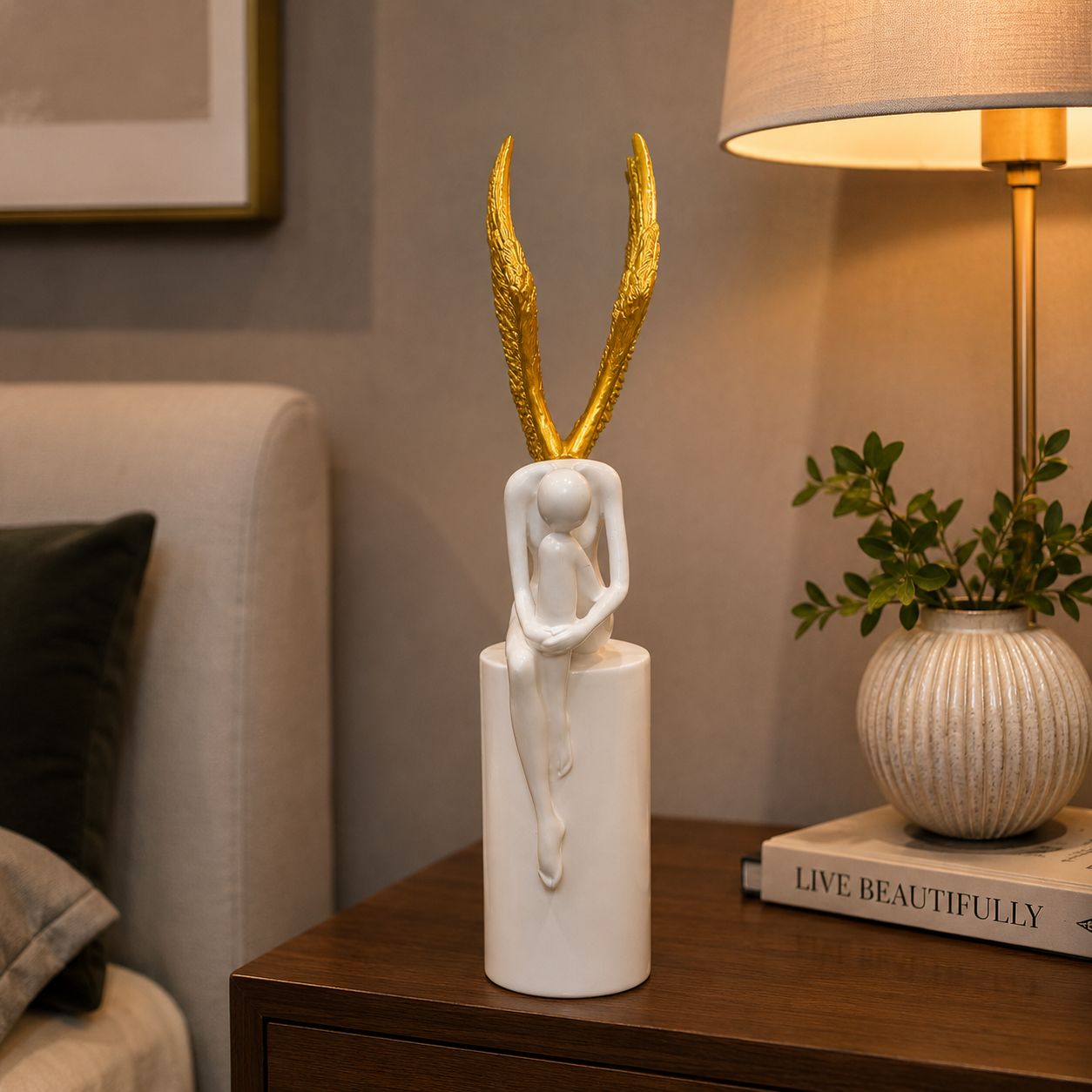 Buy Sun Mun Decors White & Golden Angel