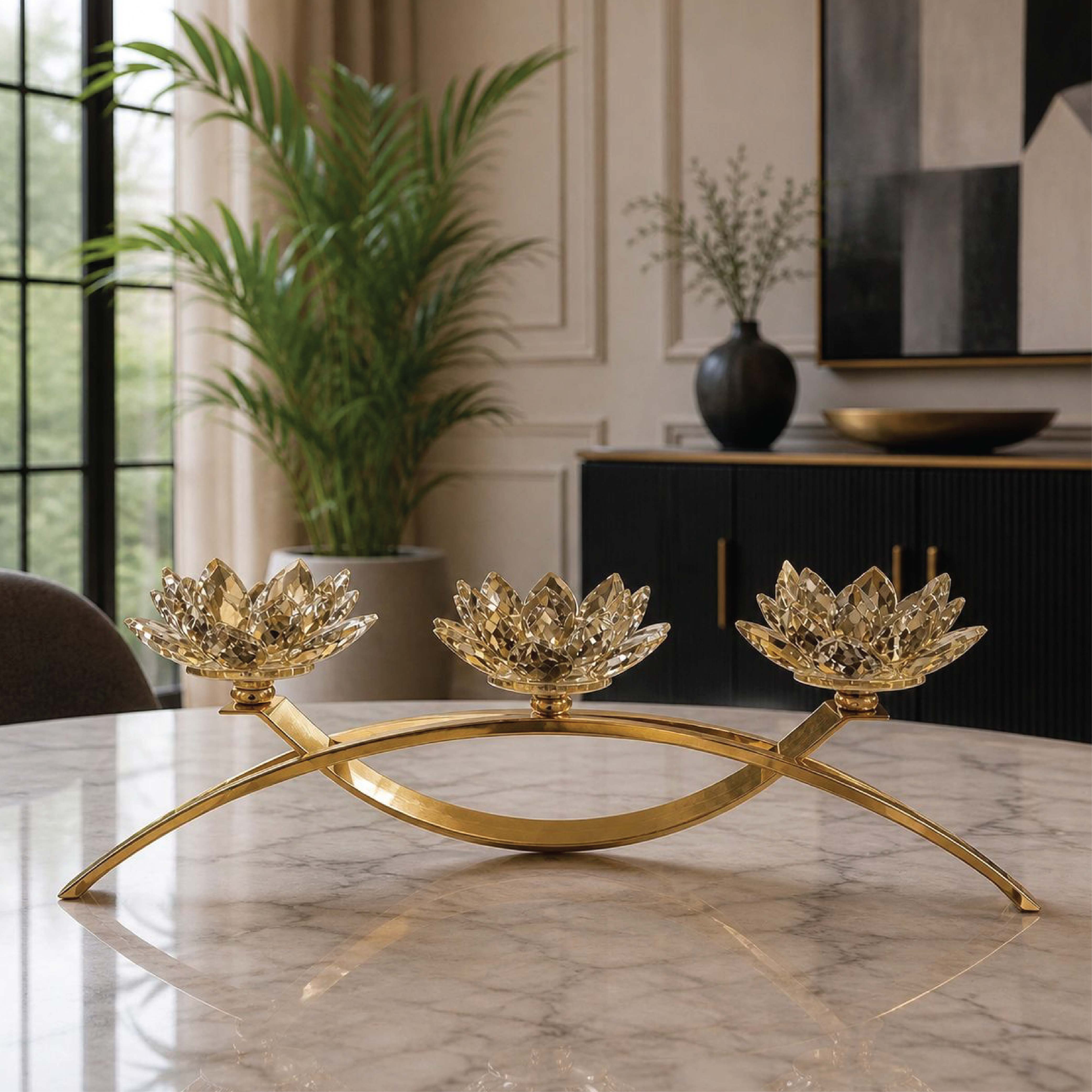 Crystal Lotus Candle Holder