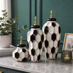 Imperial Gold & Black Mosaic Jars