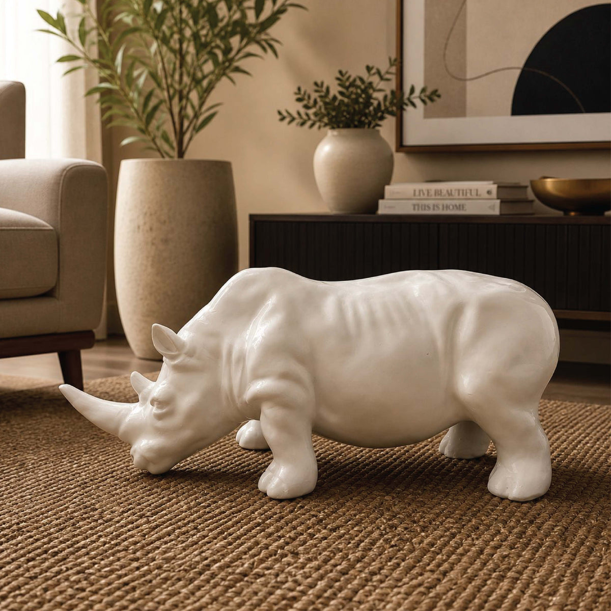 Rhino Ceramic Sculpture