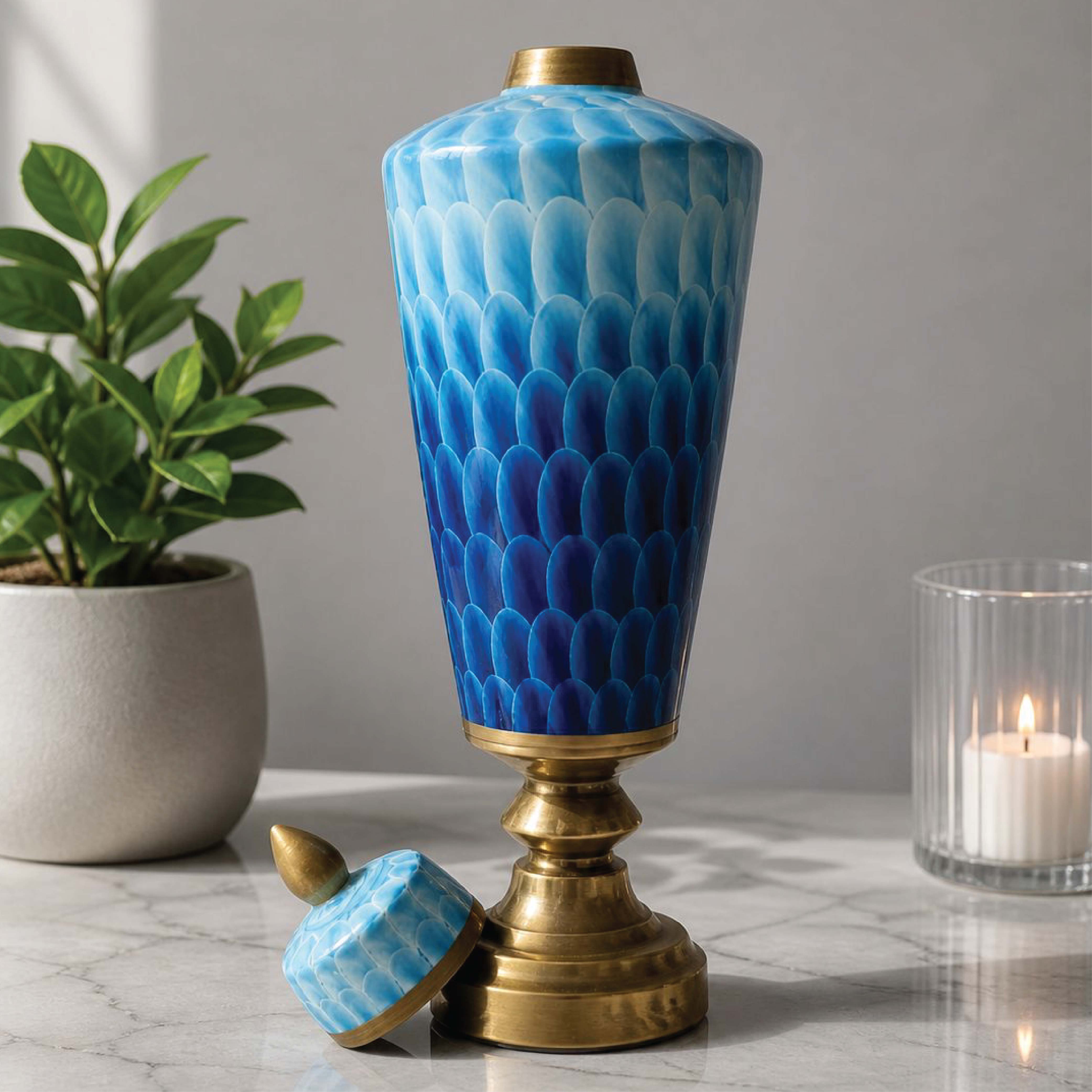Sapphire Bloom Decorative Pedestal