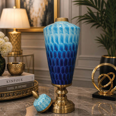Sapphire Bloom Decorative Pedestal